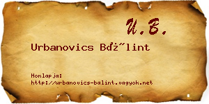 Urbanovics Bálint névjegykártya
